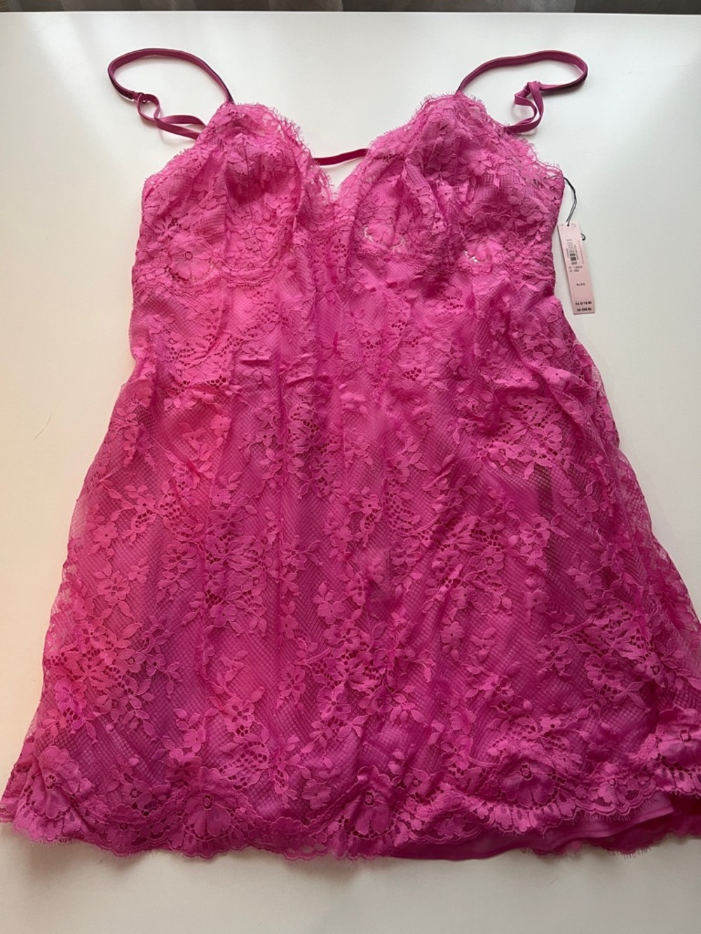 Victoria's Secret Hot Pink Lace Chemise